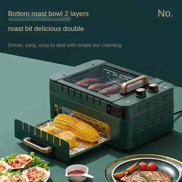 ⁦Automatic Rotation of Skewer Machine Multifunctional Indoor Smokeless Electric Grill Household Multifunctional Barbecue Pot 220V⁩ - الصورة ⁦3⁩