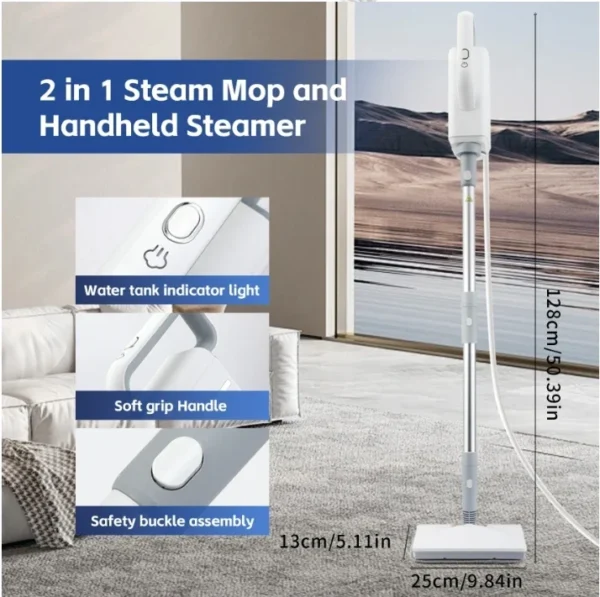 ⁦Steam Mop for Floor Cleaning Detachable Handheld Steamer 370ml Water Tank Window Cleaner Clothes Ironing Head Steam Cleaner⁩ - الصورة ⁦4⁩