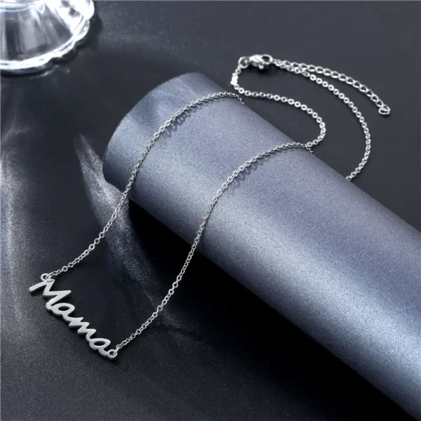 ⁦Mama Letter Pendant Necklace For Women Mom Mother's Day Clavicle Chain Choker Stainless Steel Jewelry Minimal Gift⁩ - الصورة ⁦3⁩