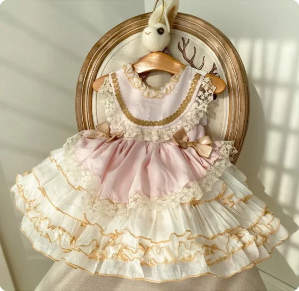 ⁦Girl's Princess Lolita Dress 2024 New Sweet Bow Embroidered Puffy Dress Carnival Eid al Fitr Birthday Performance Clothing⁩ - الصورة ⁦6⁩