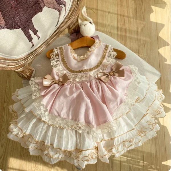 ⁦Girl's Princess Lolita Dress 2024 New Sweet Bow Embroidered Puffy Dress Carnival Eid al Fitr Birthday Performance Clothing⁩ - الصورة ⁦5⁩