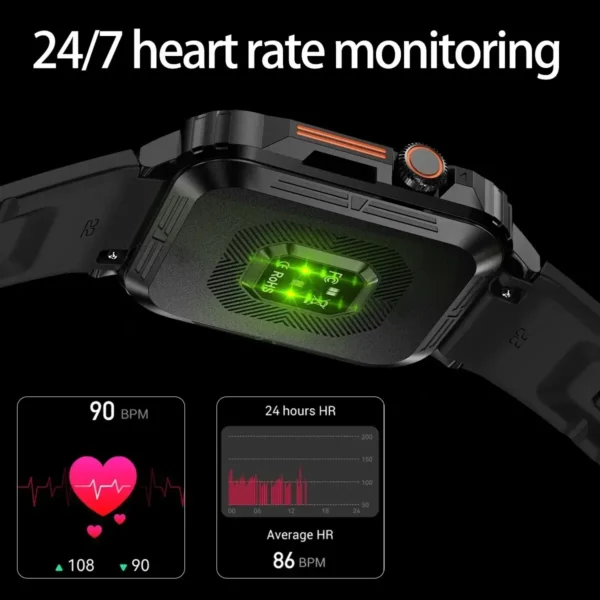 ⁦Xiaomi 1.95 Outdoor Military Smart Watch Men Bluetooth Call Smartwatch per Android IOS IP68 orologi Ftiness impermeabili⁩ - الصورة ⁦2⁩