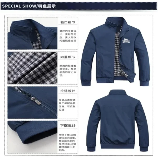 ⁦Autumn and Winter Men's Embroidered High-quality Lapel Jacket, New Luxury, Fashion, Leisure, Comfortable Outdoor Windproof Jacke⁩ - الصورة ⁦6⁩