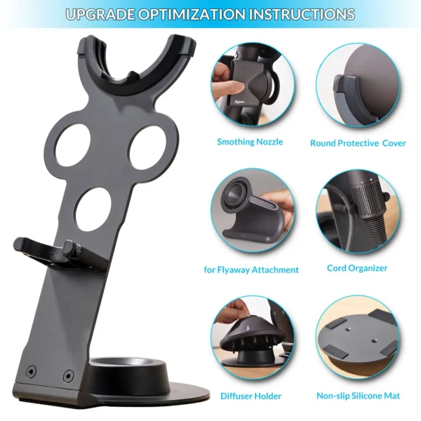 ⁦UPGRADED Hair Dryer Holder for Dyson Supersonic Hairdryer with Cable Organizer, Heavy Alloy Steel Stand, Piano Painting Surface⁩ - الصورة ⁦2⁩