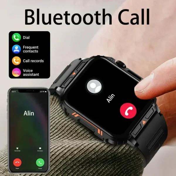 ⁦Xiaomi 1.95 Outdoor Military Smart Watch Men Bluetooth Call Smartwatch per Android IOS IP68 orologi Ftiness impermeabili⁩ - الصورة ⁦3⁩