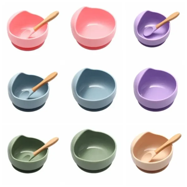 ⁦Unbreakable Portable Silicone Sucker Bowl Flexible Waterproof Feeding Tableware Sturdy Lightweight Feeding Bowl Set Toddlers⁩ - الصورة ⁦2⁩