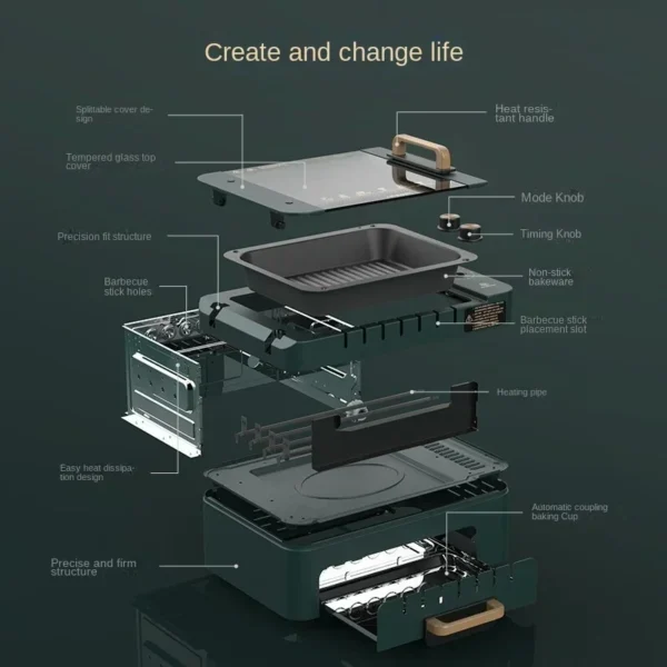 ⁦Automatic Rotation of Skewer Machine Multifunctional Indoor Smokeless Electric Grill Household Multifunctional Barbecue Pot 220V⁩ - الصورة ⁦5⁩