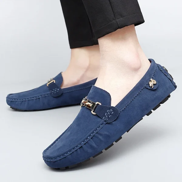 ⁦high-quality Men Shoes Luxury Trendy Casual Slip on Formal Loafers Men Moccasins Italian Black Gray Male Driving Shoes Sneakers⁩ - الصورة ⁦6⁩