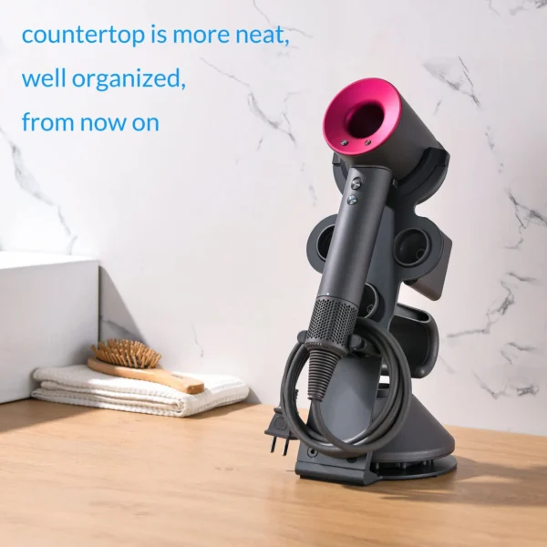 ⁦UPGRADED Hair Dryer Holder for Dyson Supersonic Hairdryer with Cable Organizer, Heavy Alloy Steel Stand, Piano Painting Surface⁩ - الصورة ⁦4⁩