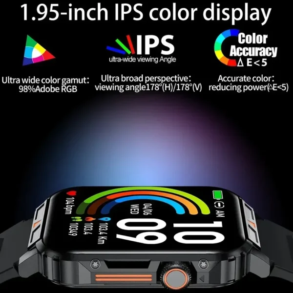 ⁦Xiaomi 1.95 Outdoor Military Smart Watch Men Bluetooth Call Smartwatch per Android IOS IP68 orologi Ftiness impermeabili⁩ - الصورة ⁦4⁩