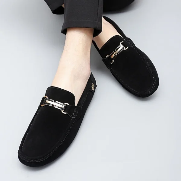 ⁦high-quality Men Shoes Luxury Trendy Casual Slip on Formal Loafers Men Moccasins Italian Black Gray Male Driving Shoes Sneakers⁩ - الصورة ⁦5⁩