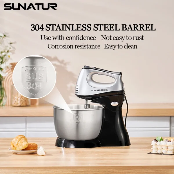 ⁦SUNATUR 3.5L Cake Beater Stand Mixer Electric Food Processors 2 in 1 Electric Hand Blender Kitchen Mixer for Baking Machine⁩ - الصورة ⁦2⁩