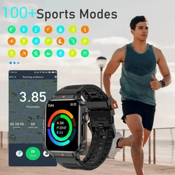 ⁦Xiaomi 1.95 Outdoor Military Smart Watch Men Bluetooth Call Smartwatch per Android IOS IP68 orologi Ftiness impermeabili⁩ - الصورة ⁦5⁩